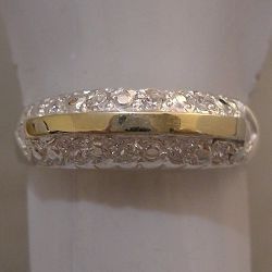 ANEL DE PRATA APARADOR COM ZIRCONIAS E APLIQUE DE OURO