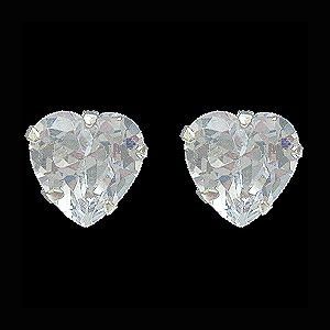 BRINCO EM PRATA 950 ZIRCONIA CORACAO DE 8 MM